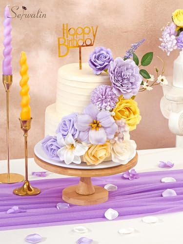 Yellow & Purple Artificial Flowers (Yellow & Purple / 1 Box)