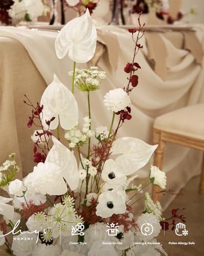 Artificial Faux Greenery Stems 35pcs Burgundy Fake Greenery (Red-moody Burgundy)