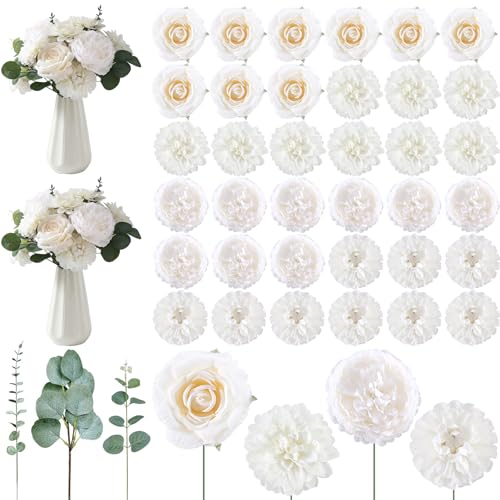 98pcs Artificial Flowers with Stems (White Color)