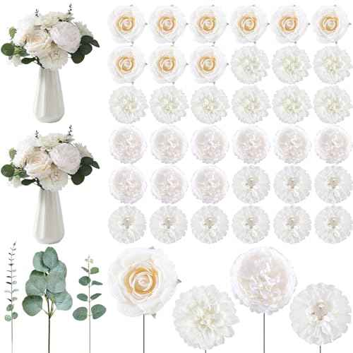 98pcs Artificial Flowers with Stems (White Color)