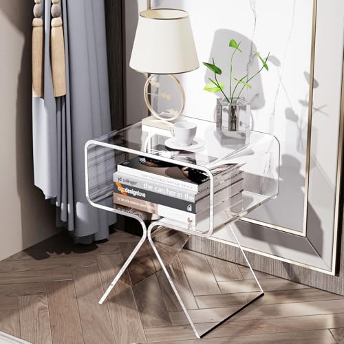 Acrylic Nightstand Bedside Side Table (Clear)