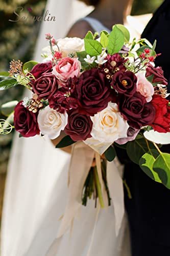 Burgundy Artificial Flowers Combo (Burgundy Champagne / 1 Box)