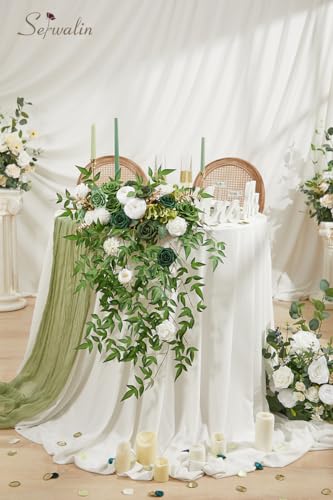 Green Artificial Flowers Box Silk Flowers with Stems for Wedding (A Emerald Green / 1 Box)