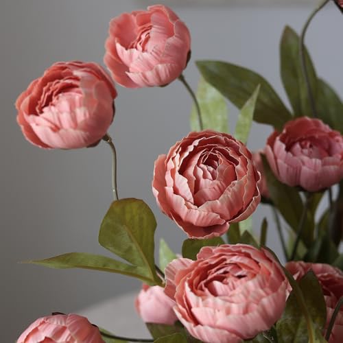 12 Pcs 27" Faux Silk Peony Artificial Flowers Stems for Vase (Dusty Pink)
