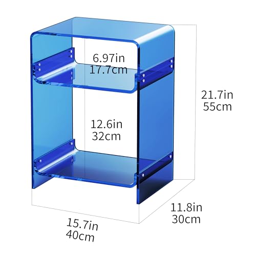 Acrylic Record Player Table with Storage Shelf (Blue / Medium)