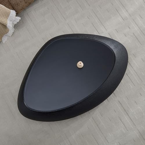 47" Fiberglass Oval Matte Coffee Table with Faux Matte Rocks Design (Black / 47"(Oval))