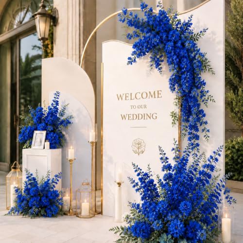 24 Pcs Royal Blue Delphinium Artificial Flower Bulk (34.25" / Royal Blue)