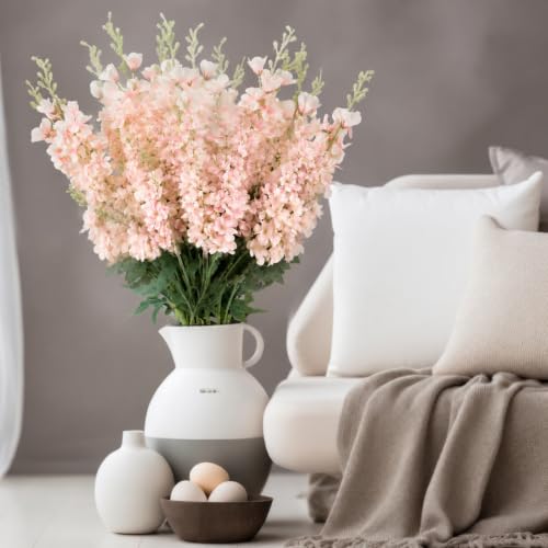 24 Pcs Pink Delphinium Artificial Flower Bulk (34.25" / Pink)