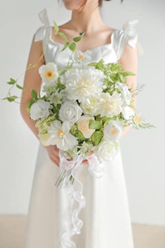 Artificial Flowers Combo Box Set Faux Flowers Bulk Flower Leaf with Stems Arrangements for DIY Wedding Bouquets Party Table Centerpieces Home Decorations Indoor Outdoor (White)