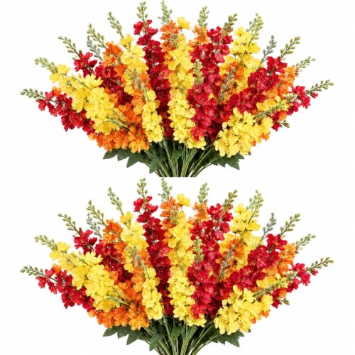 24 Pcs Sunset Delphinium Artificial Flower Bulk (34.25" / Sunset)