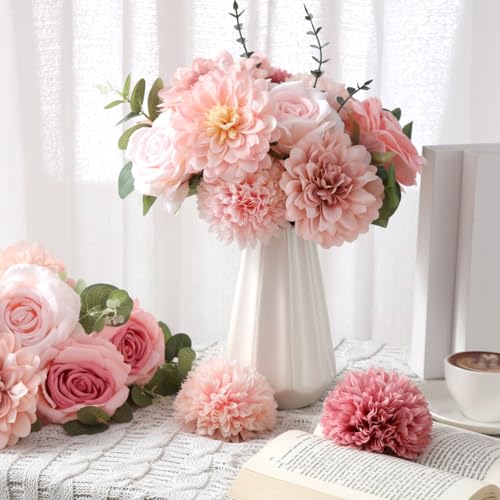 98pcs Artificial Flowers with Stems (Pink Color)
