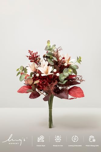 Artificial Greenery Stems Box Set (Red-burgundy & Dusty Rose)