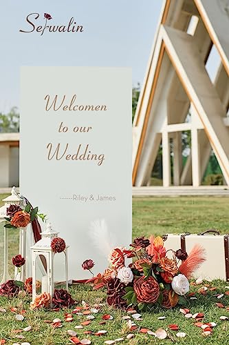 Artificial Fall Flowers Burgundy Orange Silk Flowers for Wedding (Aria Orange Burgundy / 2 Boxes)
