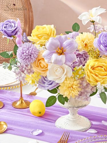 Yellow & Purple Artificial Flowers (Yellow & Purple / 1 Box)