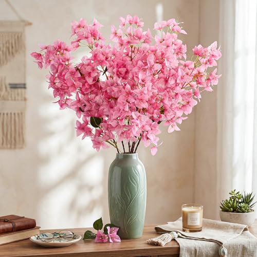 16 Pack Artificial Bougainvillea Bulk Silk Flower (Pink)