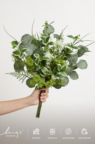Artificial Faux Greenery Stems 44pcs Sage Green Fake Greenery (Grn-olive Green)