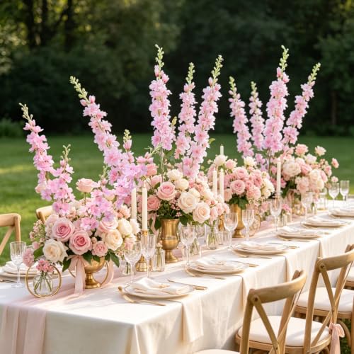 16Pcs Light pink Delphinium Artificial Flowers 33.5" Long Stem Pink Flower (Light Pink)