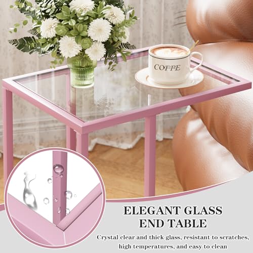 C Shaped End Table Set of 2 (Pink)