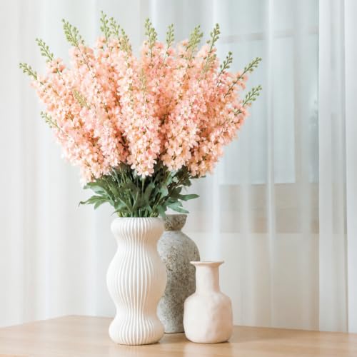 24 Pcs Pink Delphinium Artificial Flower Bulk (34.25" / Pink)