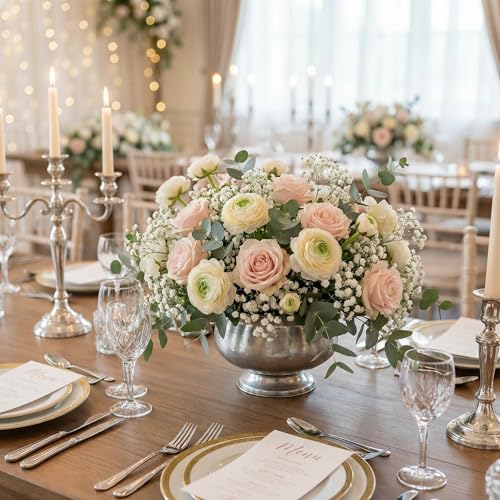 Cream White Artificial Ranunculus Flowers (White / 10)