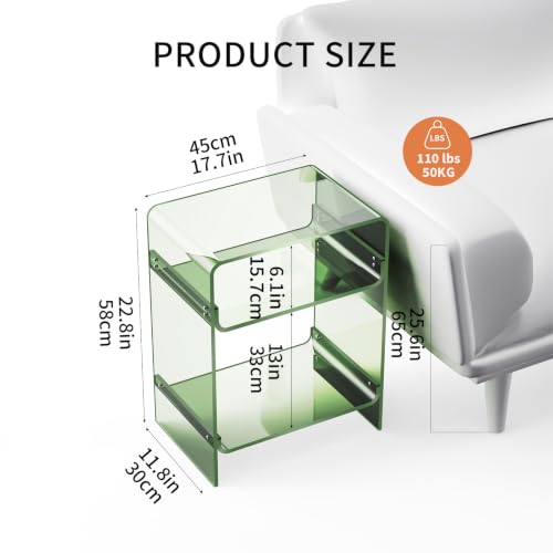 Acrylic Record Player Table with Storage Shelf (Green / Large)