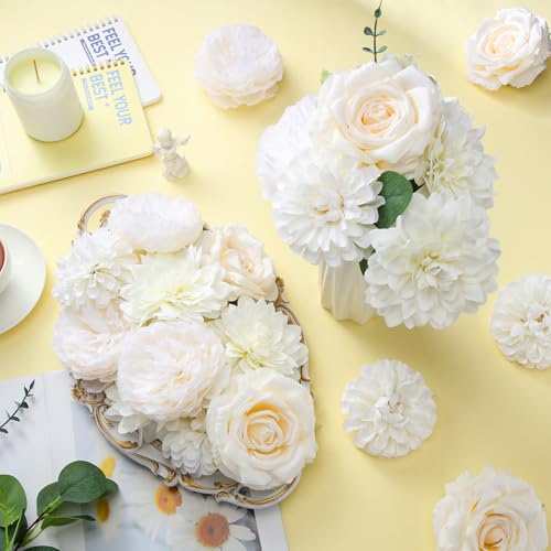 98pcs Artificial Flowers with Stems (White Color)