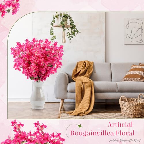 16 Pack Artificial Bougainvillea Bulk Silk Flower (Rose Purple)