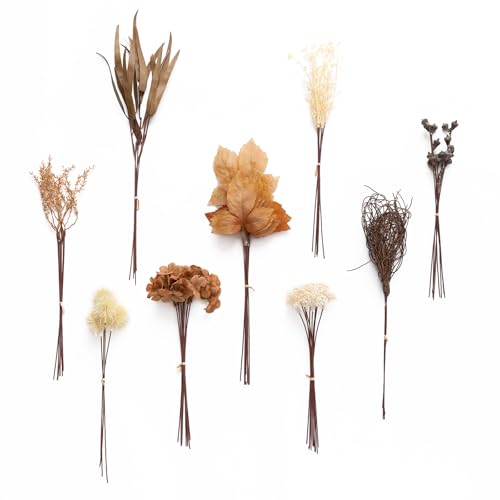 Artificial Greenery Stems Box Set (Brn-walnut Brown & Sand Biege)