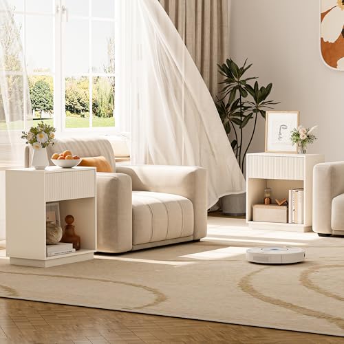 Fluted Nightstands Set of 2 (White)