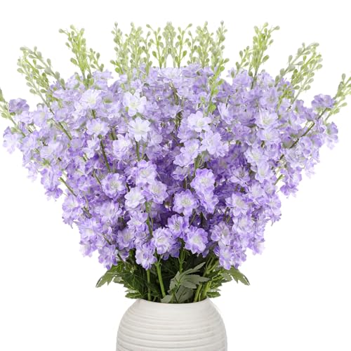 20 Delphinium Artificial Flowers 33.5" Long Stem (Purple)
