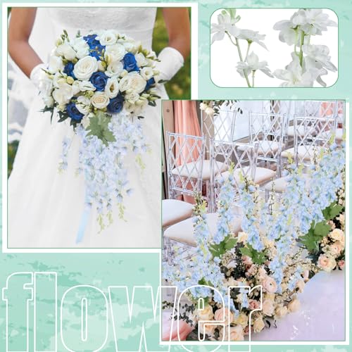 42 Pcs Blue Delphinium Artificial Flower Bulk (34.25" / Blue)