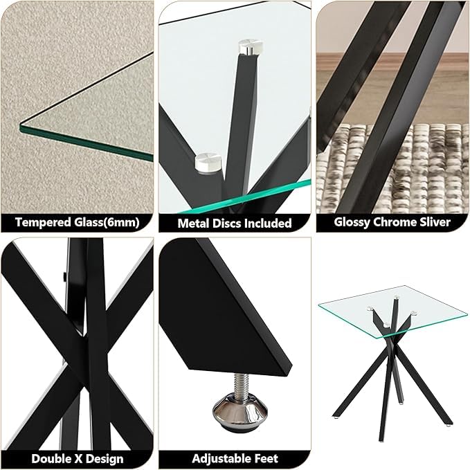 Glass Side Table Set of 2 (Black)