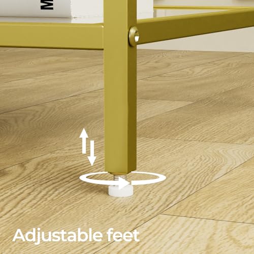 Side Tables Set of 2 with Tempered Glass (Gold / 15.7"D x 15.7"W x 23.6"H)