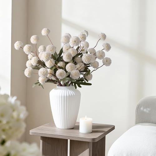 8 Pcs Fake Mums Kiku Flowers Artificial Bulk (8pcs-white)