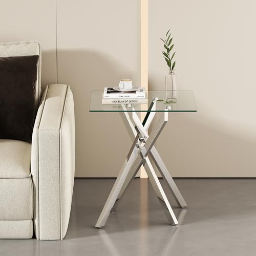 Glass End Table (Silver)