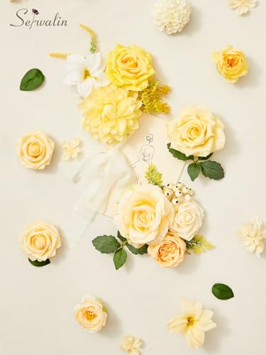 Cream Yellow Artificial Flowers (A Bloom Cream Yellow / 1 Box)