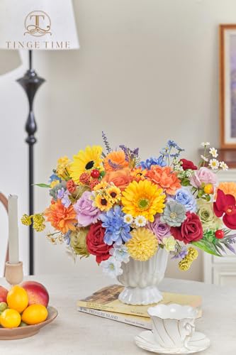 Rainbow Sunflower Artificial Flowers Box Combo Wedding Decor (Rainbow Colorful)