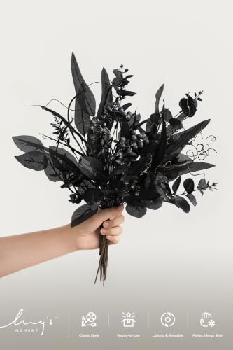 Artificial Faux Greenery Stems 36pcs Black Fake Greenery (Blk-black)