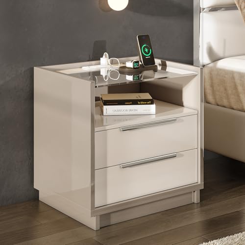23.6" Nightstand (Cream & Gray)