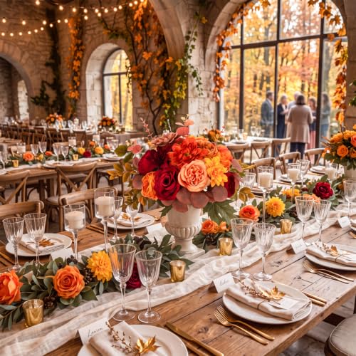 98pcs Artificial Flowers with Stems (Autumn Colors)