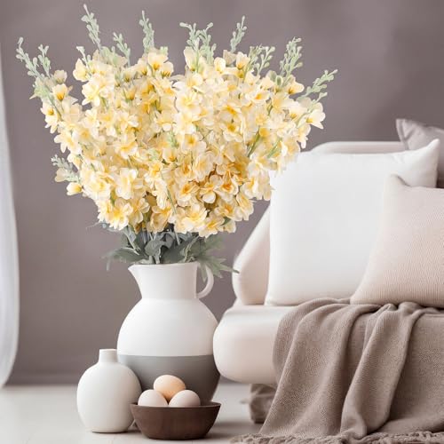 24 Pcs Champagne Delphinium Artificial Flower Bulk (34.25" / Champagne)