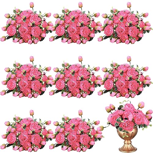 24 Bundles Artificial Peonies Flowers (Hot Pink)