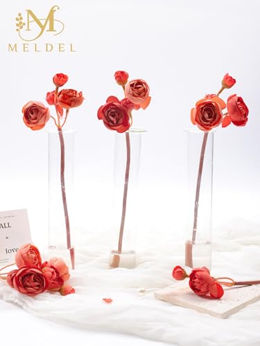 32Pcs Burnt Orange Ranunculus Artificial Flowers Home Wedding Decor (Burnt Orange)