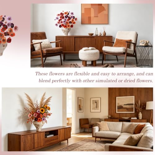 Artificial Poppy Flowers (Dusty Orange+blush+light Purple)