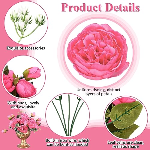 24 Bundles Artificial Peonies Flowers (Hot Pink)