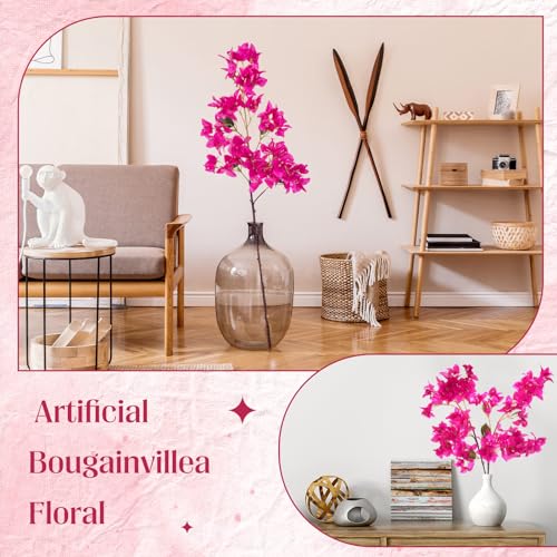 16 Pack 38" Artificial Bougainvillea Silk Stems (Rose Purple Red,)