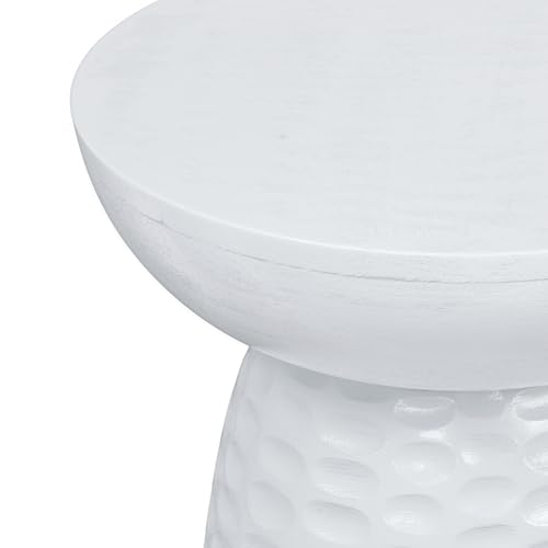 Boyd 13" Wide Solid Wood Round End Table in White (White / 13 inch)