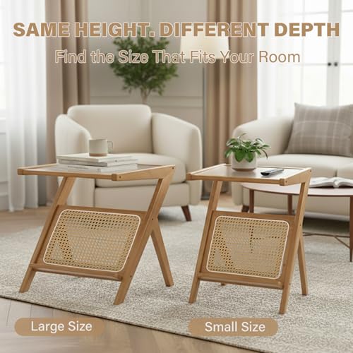 Wood Rattan Nightstand (Rattan-small-wood)
