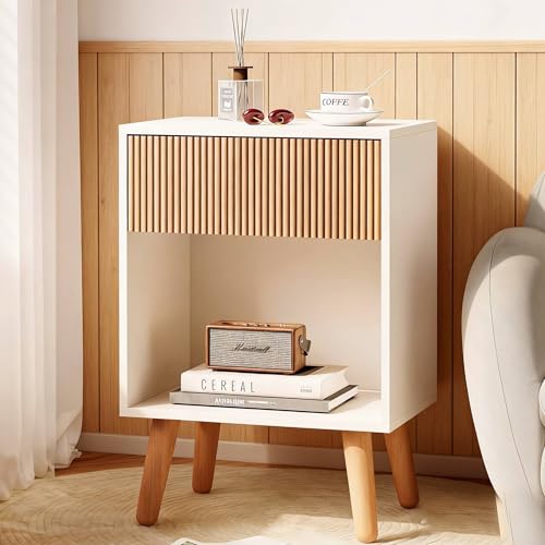Fluted Nightstand (White+oak)