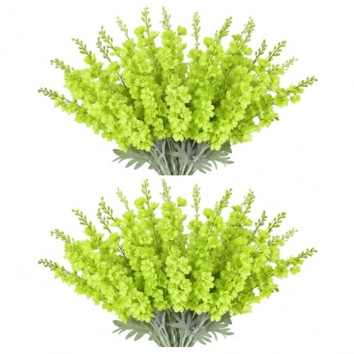 24 Pcs Green Delphinium Artificial Flower Bulk (34.25" / Green)